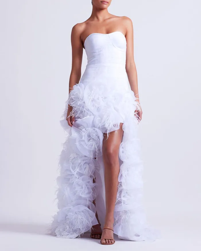 Patbo Dresses and Jumpsuits HandEmbroidered Strapless Gown White 8211 Women Patbo Dresses and Jumpsuits HandEmbroidered Strapless Gown White 8211 Women