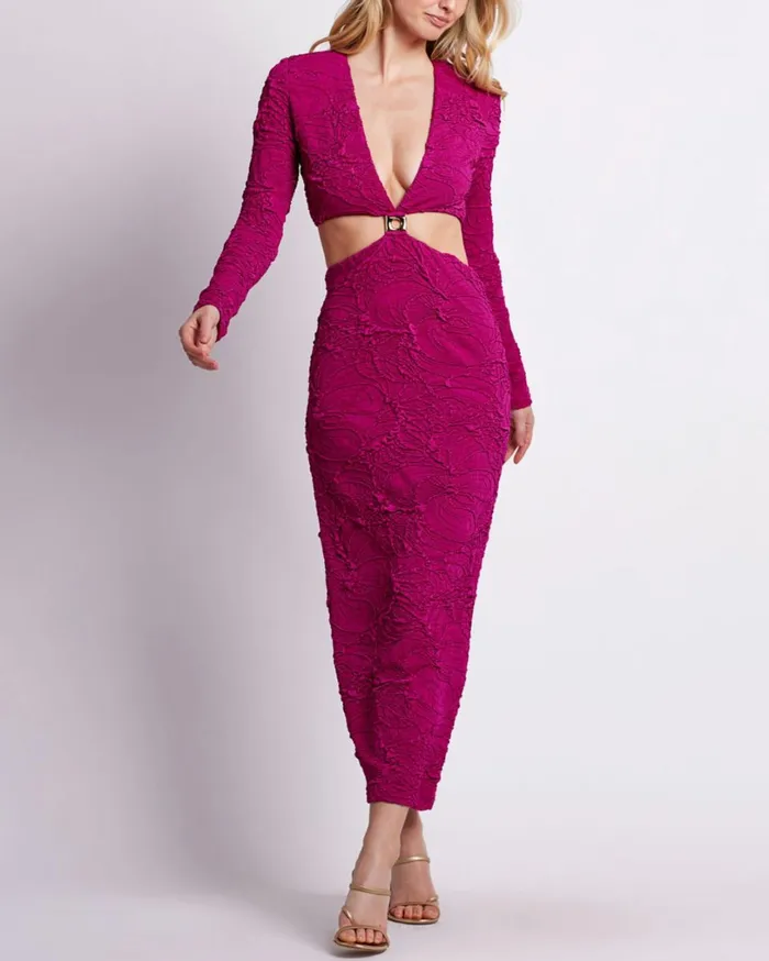 Patbo Dresses and Jumpsuits Jacquard CutOut Maxi Dress Raspberry 8211 Women
