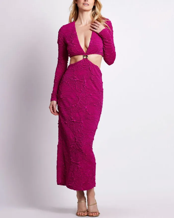 Patbo Dresses and Jumpsuits Jacquard CutOut Maxi Dress Raspberry 8211 Women