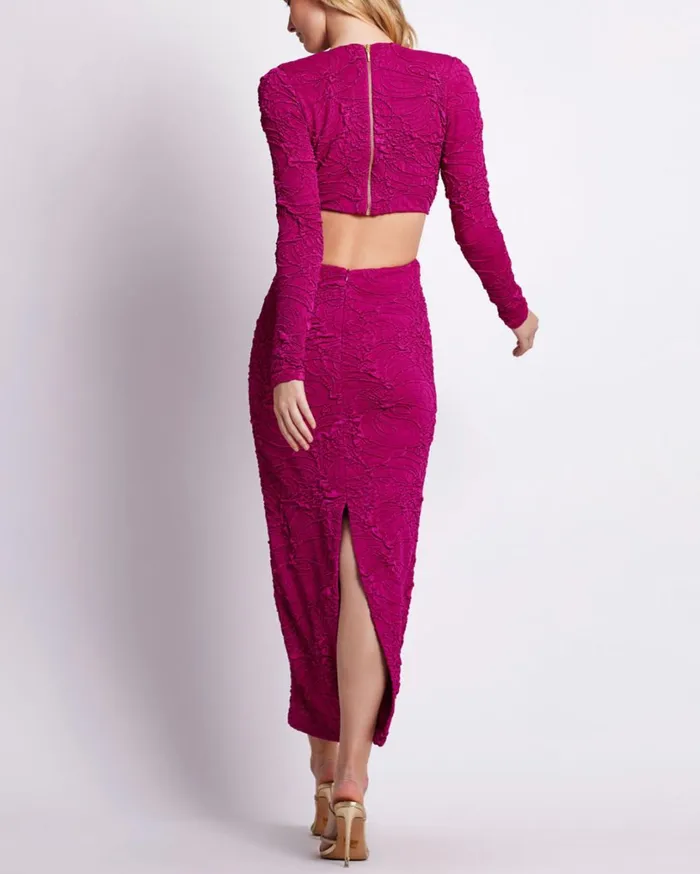 Patbo Dresses and Jumpsuits Jacquard CutOut Maxi Dress Raspberry 8211 Women