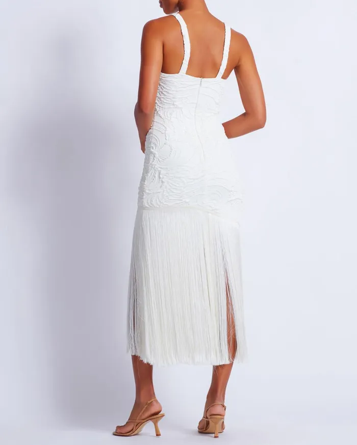 Patbo Dresses and Jumpsuits Jacquard Fringe Maxi Dress White 8211 Women