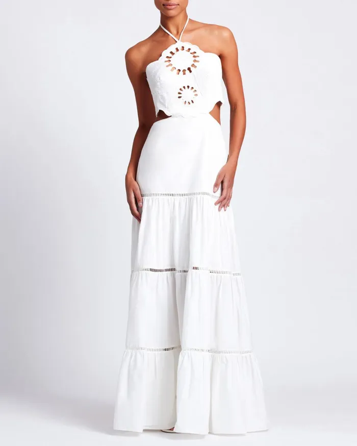 Patbo Dresses and Jumpsuits Lasercut Cotton Poplin Maxi Dress White 8211 Women