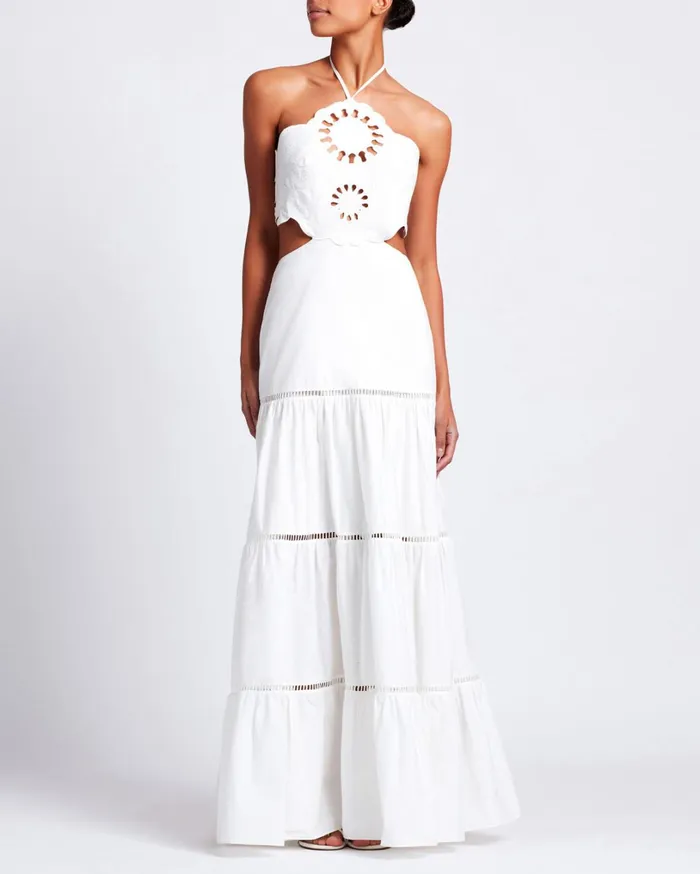 Patbo Dresses and Jumpsuits Lasercut Cotton Poplin Maxi Dress White 8211 Women