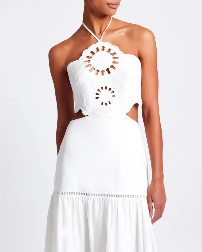 Patbo Dresses and Jumpsuits Lasercut Cotton Poplin Maxi Dress White 8211 Women