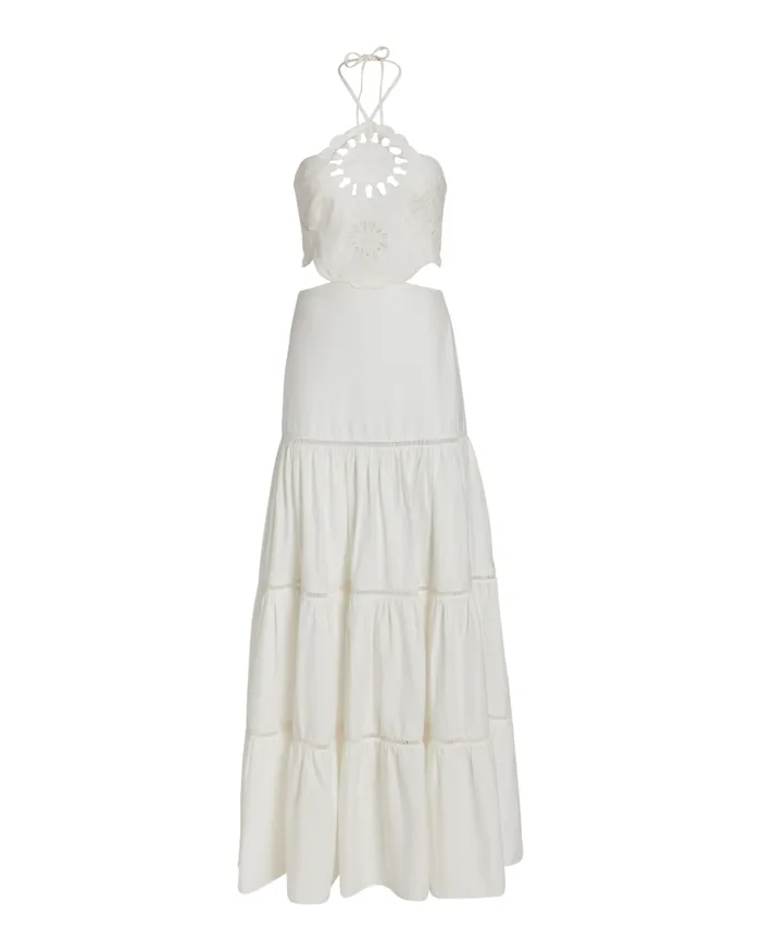 Patbo Dresses and Jumpsuits Lasercut Cotton Poplin Maxi Dress White 8211 Women