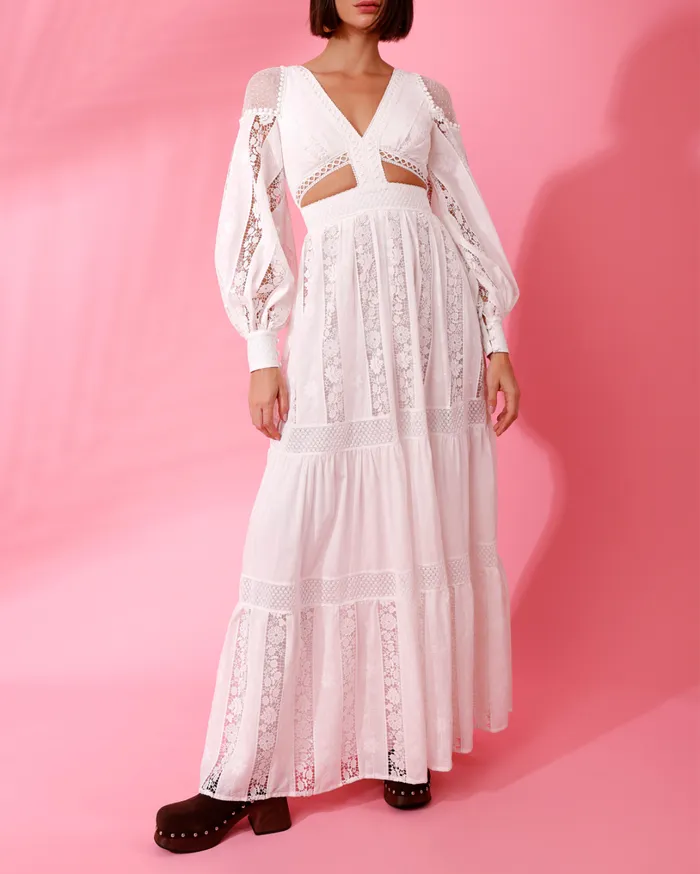 Patbo Dresses and Jumpsuits Long Cut Out Dress Off White 8211 Women