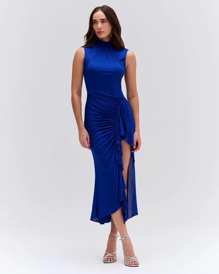 Patbo Dresses and Jumpsuits Metallic Jersey Sleeveless Midi Dress Sapphire 8211 Women