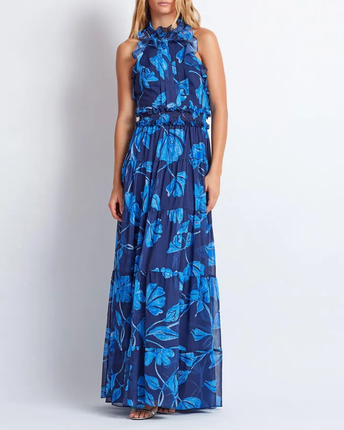 Patbo Dresses and Jumpsuits Nightflower Open Back Maxi Dress Indigo 8211 Women