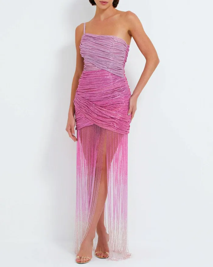Patbo Dresses and Jumpsuits Ombre Beaded Gown Pop Pink 8211 Women