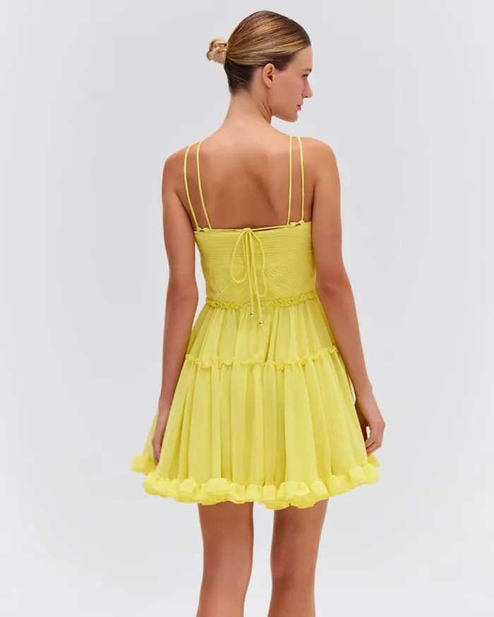 Patbo Dresses and Jumpsuits Pleated Chiffon Mini Dress Lemon 8211 Women