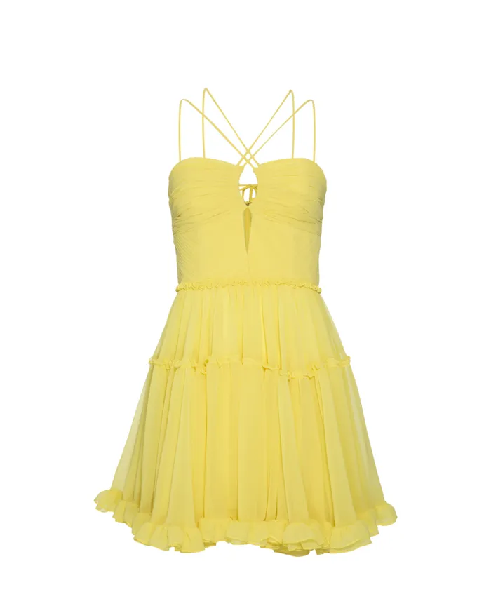 Patbo Dresses and Jumpsuits Pleated Chiffon Mini Dress Lemon 8211 Women