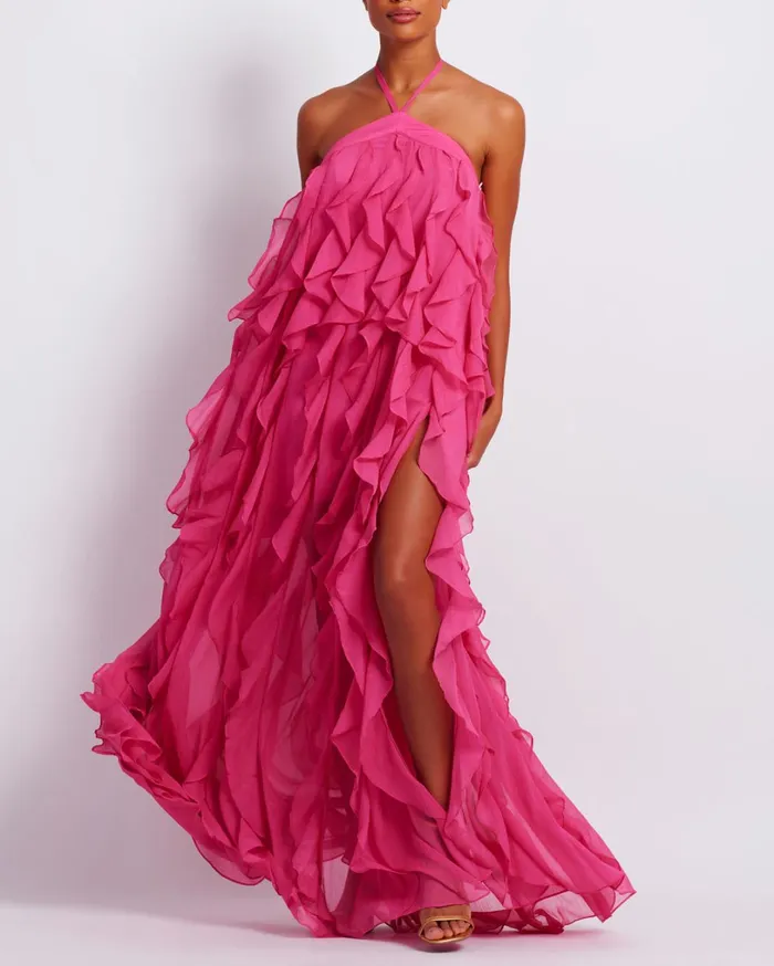 Patbo Dresses and Jumpsuits Ruffle Halterneck Maxi Dress Malibu 8211 Women