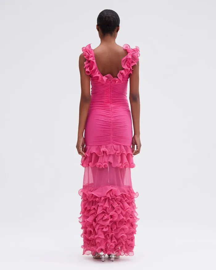 Patbo Dresses and Jumpsuits Stretch Tulle Maxi Dress Flamingo 8211 Women