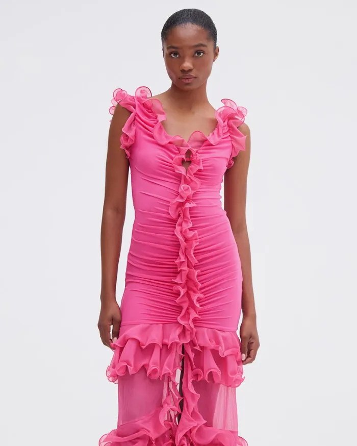 Patbo Dresses and Jumpsuits Stretch Tulle Maxi Dress Flamingo 8211 Women