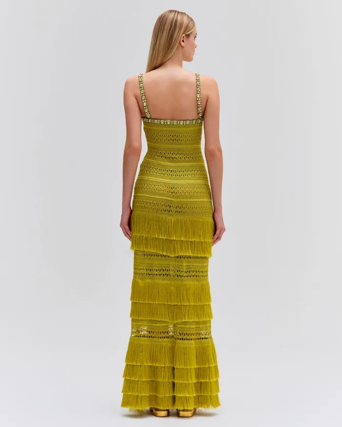 Patbo Dresses and Jumpsuits Woven Fringe Maxi Dress Absinthe 8211 Women