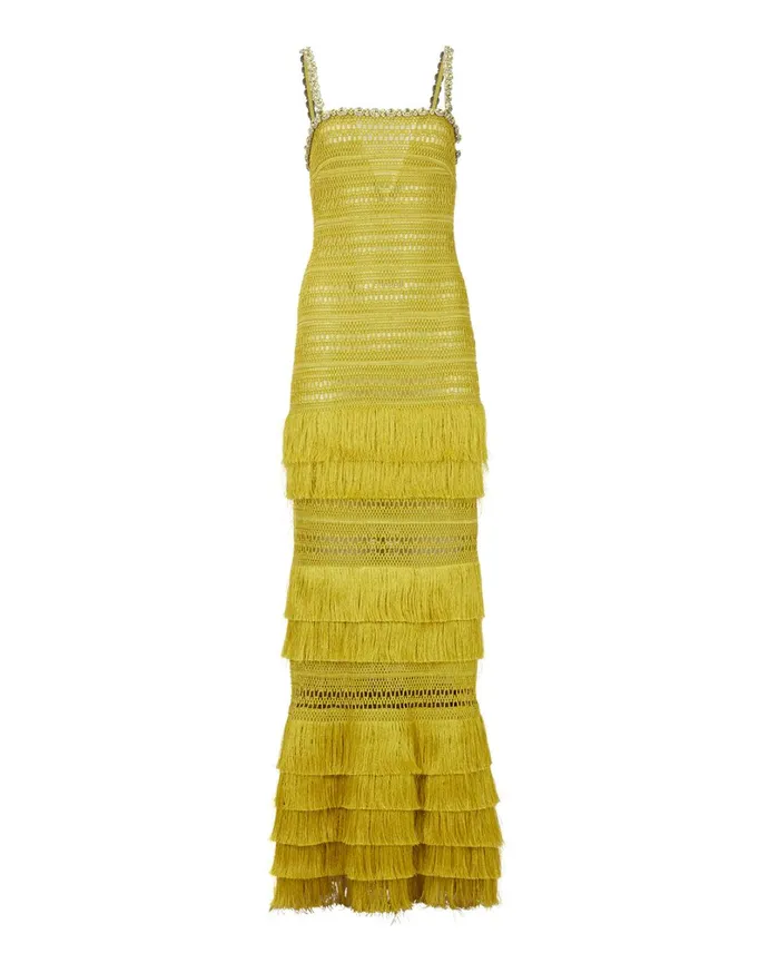 Patbo Dresses and Jumpsuits Woven Fringe Maxi Dress Absinthe 8211 Women