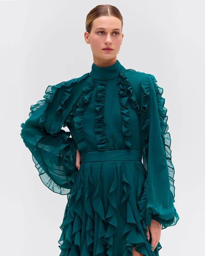 Patbo Matching Sets Ruffle High Neck Blouse Galapagos 8211 Women