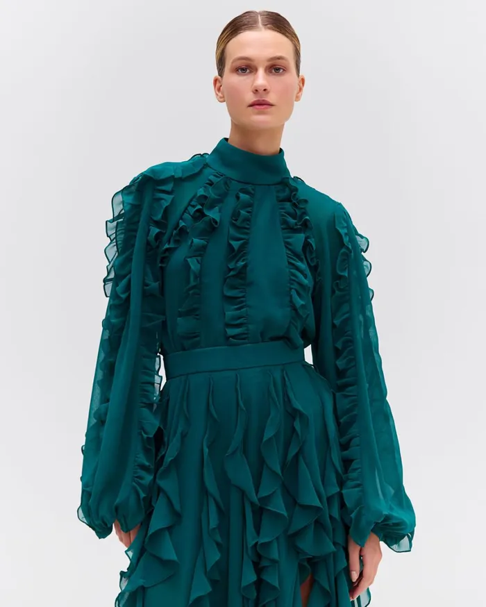 Patbo Matching Sets Ruffle High Neck Blouse Galapagos 8211 Women