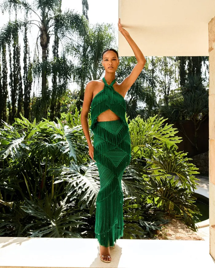 Patbo Matching Sets Woven Fringe Trim Maxi Skirt Jade 8211 Women