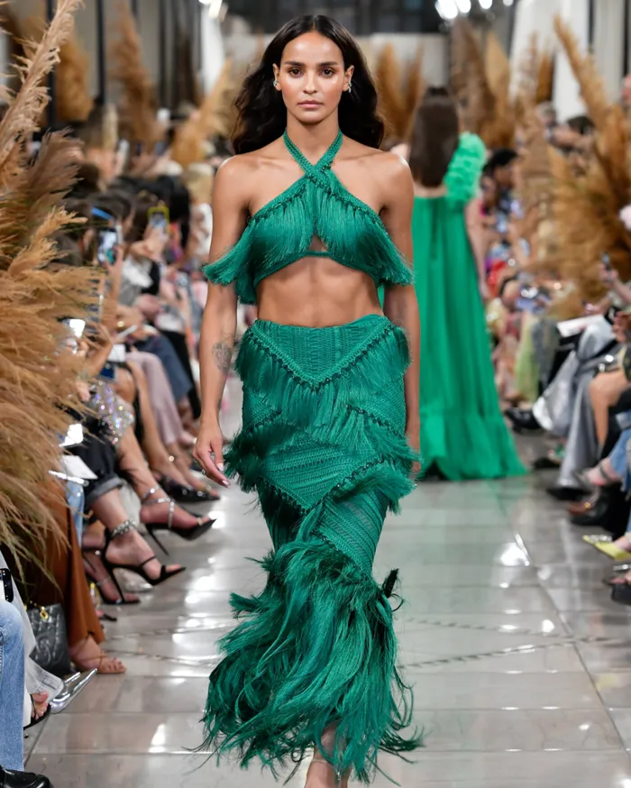 Patbo Matching Sets Woven Fringe Trim Maxi Skirt Jade 8211 Women