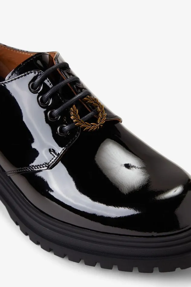 Patent Leather Derby Black Women Fred Perry Shoes