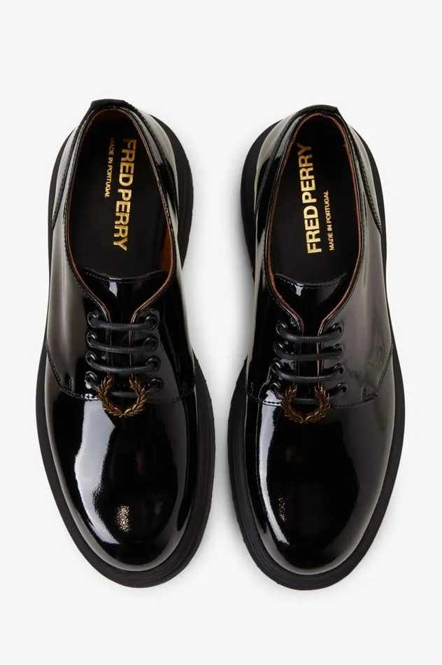 Patent Leather Derby Black Women Fred Perry Shoes