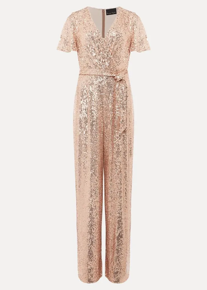 Phase Eight Dresses Women Alessandra Sequin Jumpsuit Rose Gold