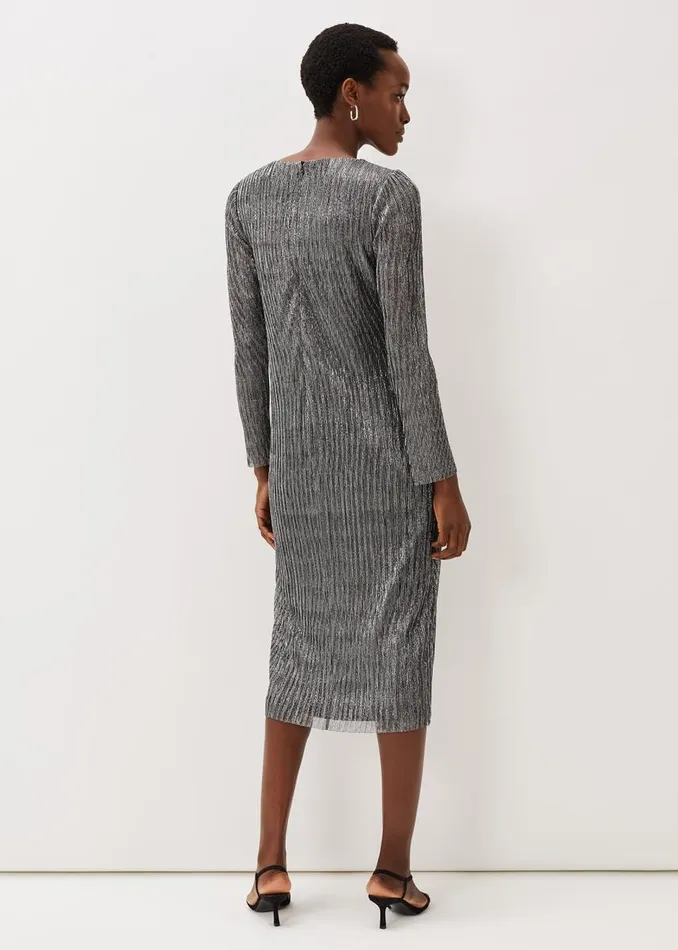 Phase Eight Dresses Women Alix Plisse Midi Dress Silver