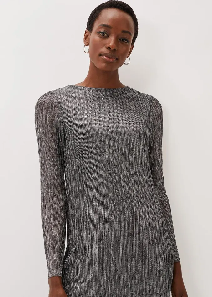 Phase Eight Dresses Women Alix Plisse Midi Dress Silver