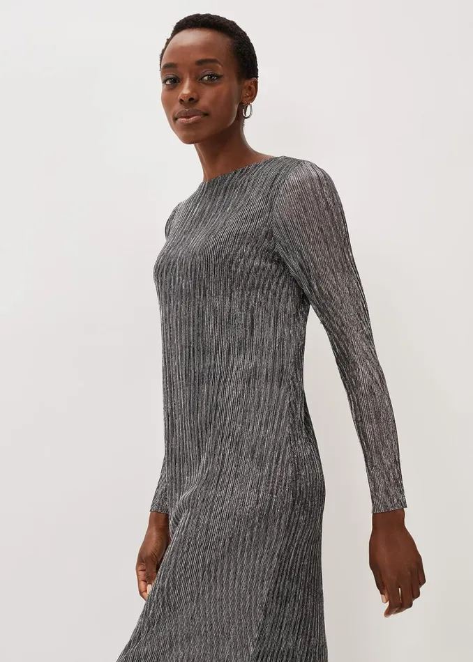 Phase Eight Dresses Women Alix Plisse Midi Dress Silver