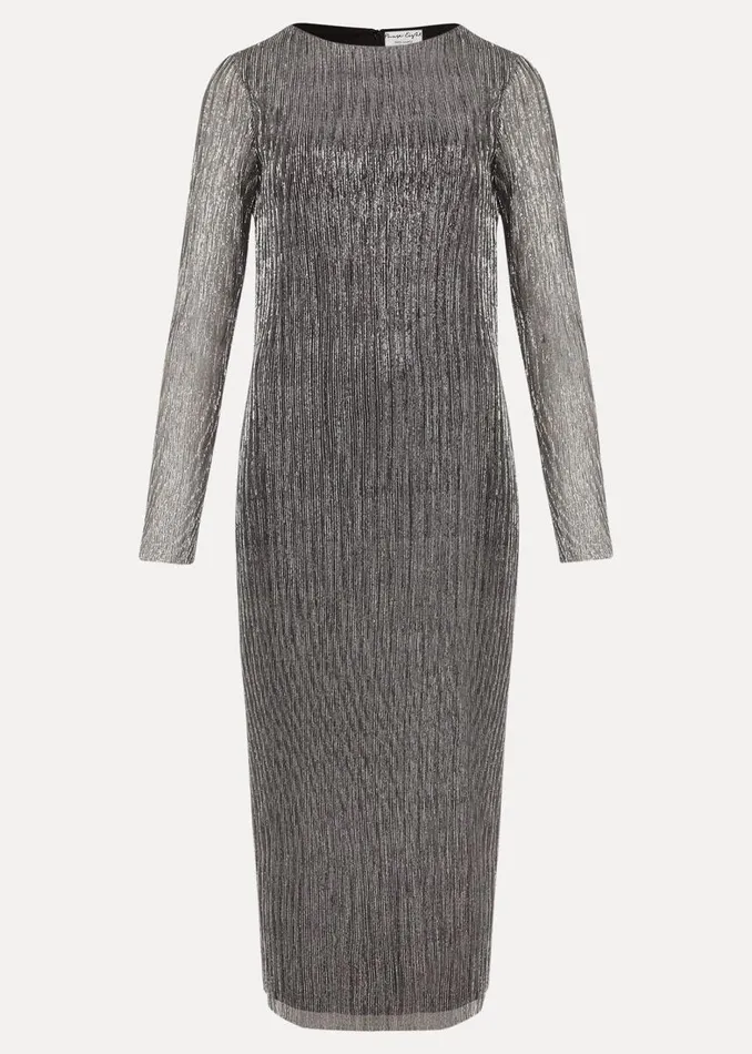 Phase Eight Dresses Women Alix Plisse Midi Dress Silver