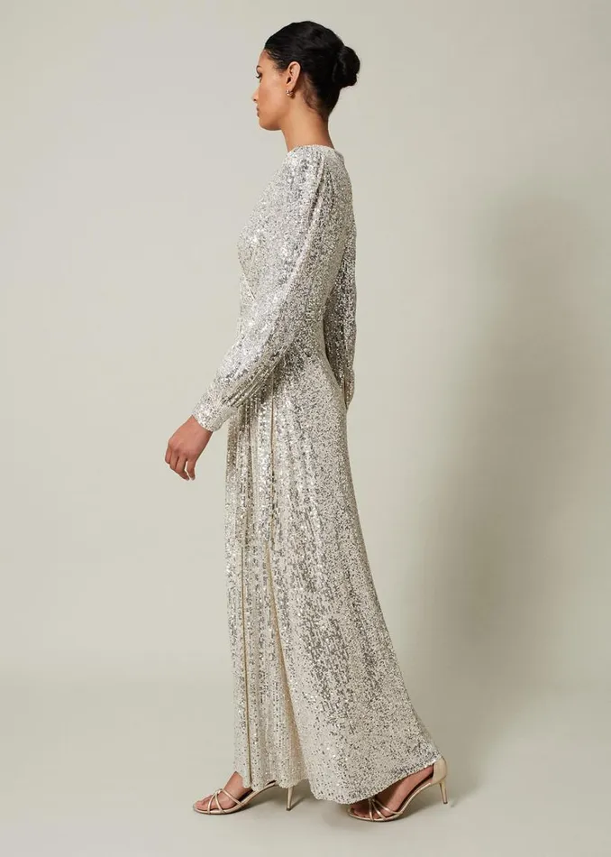 Phase Eight Dresses Women Amily Sequin Maxi Dress Silver