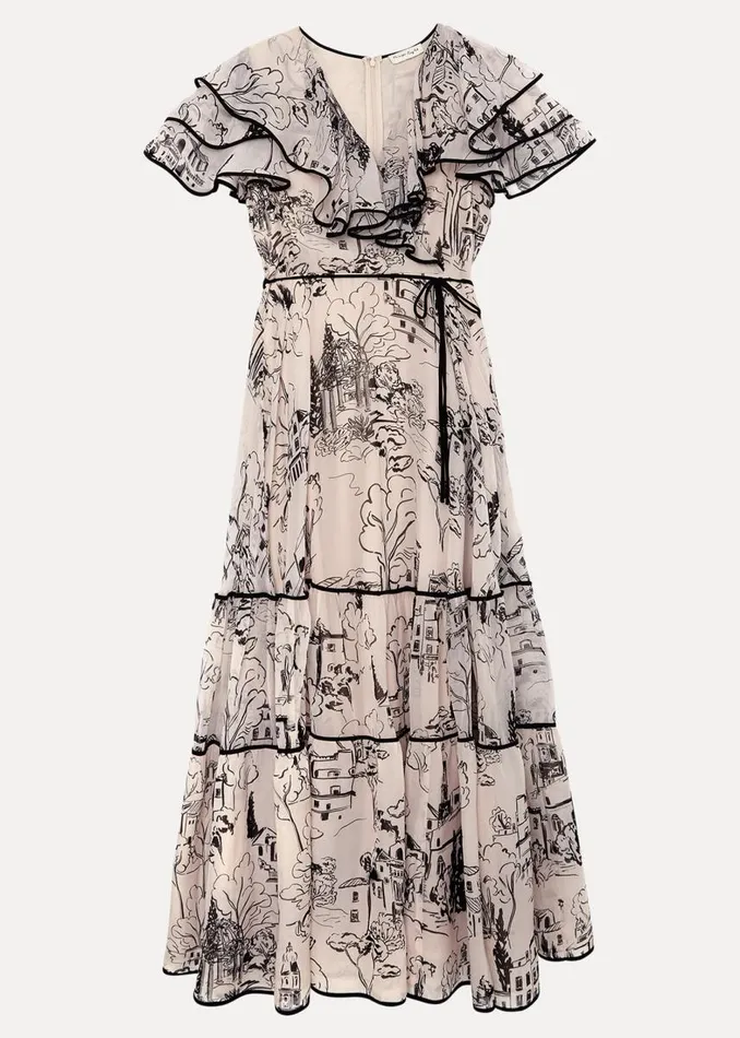 Phase Eight Dresses Women Arlette Sketch Print Maxi Dress Blackivory