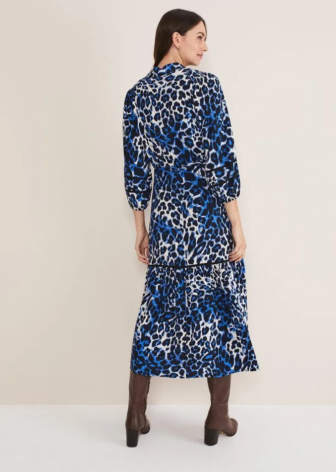 Phase Eight Dresses Women Ava Leopard Midaxi Dress Blueivory