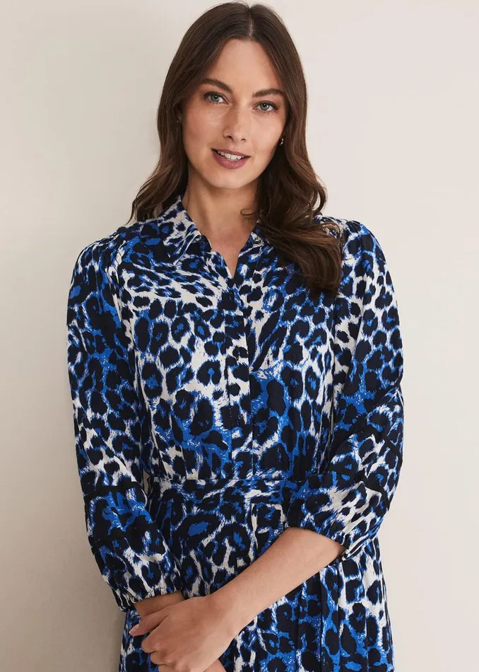 Phase Eight Dresses Women Ava Leopard Midaxi Dress Blueivory