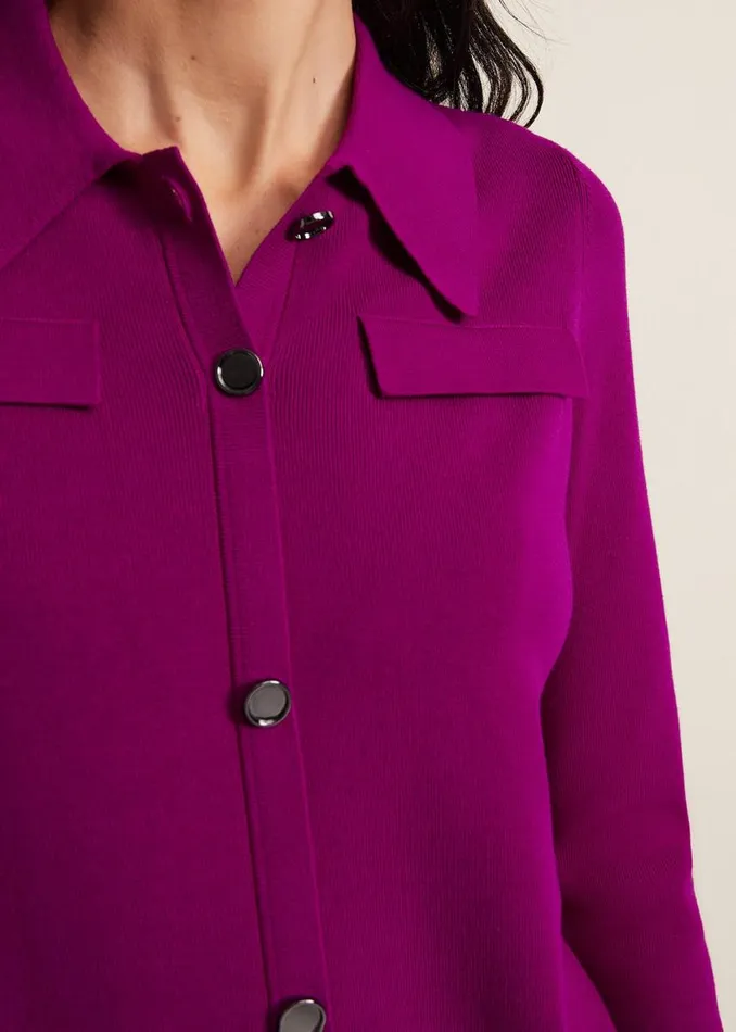 Phase Eight Dresses Women Azealia Fine Knit Collared Tunic Dress Purple