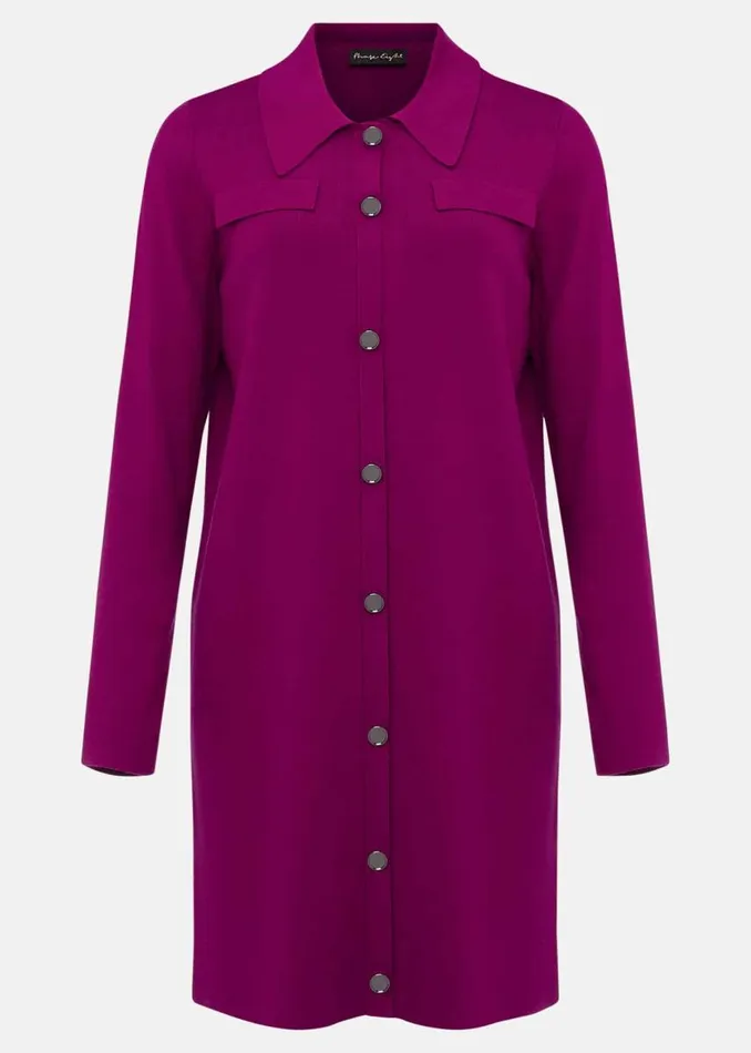 Phase Eight Dresses Women Azealia Fine Knit Collared Tunic Dress Purple