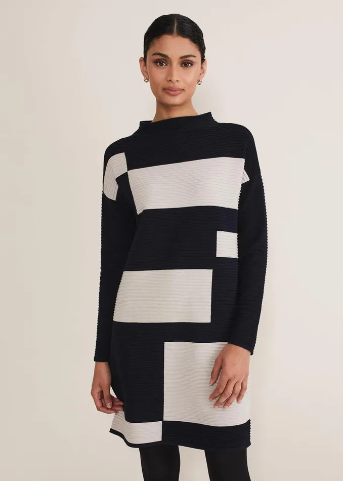 Phase Eight Dresses Women Azera Colour Block Knit Dress Midnightstone