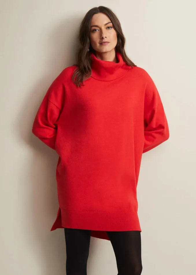 Phase Eight Dresses Women Cecilia Cowl Neck Jumper Dress Red