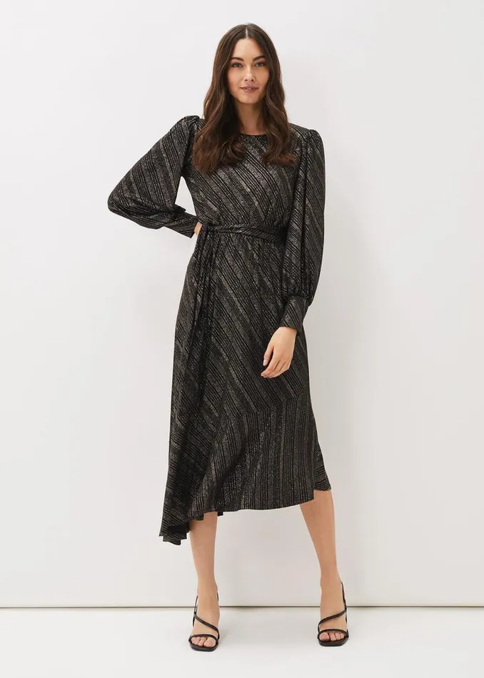 Phase Eight Dresses Women Clairette Asymmetric Sparkle Dress Black