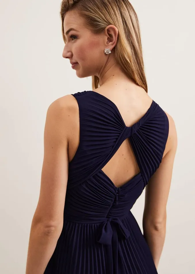Phase Eight Dresses Women Cressida Pleat Midi Dress Navy