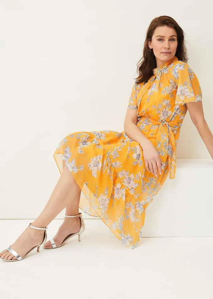 Phase Eight Dresses Women Emmalyn Tiered Georgette Dress Canary