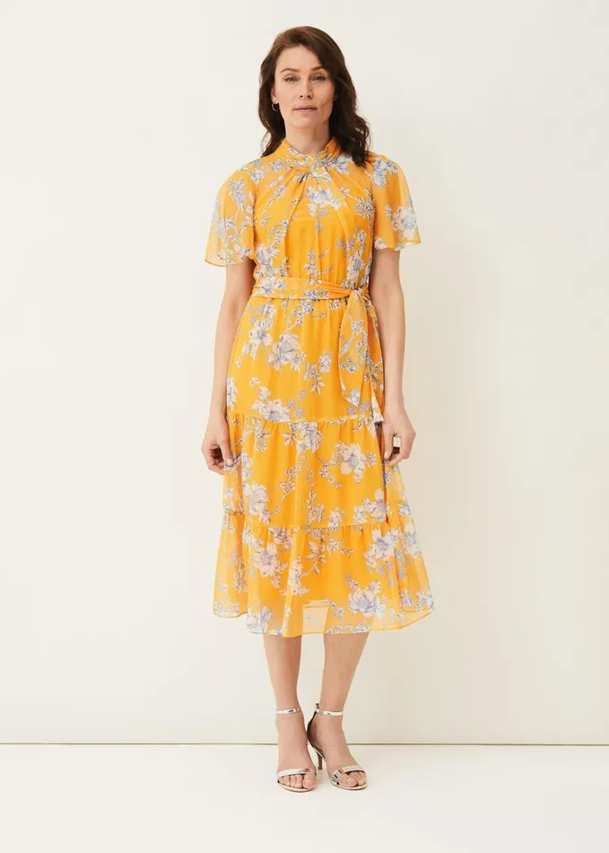 Phase Eight Dresses Women Emmalyn Tiered Georgette Dress Canary