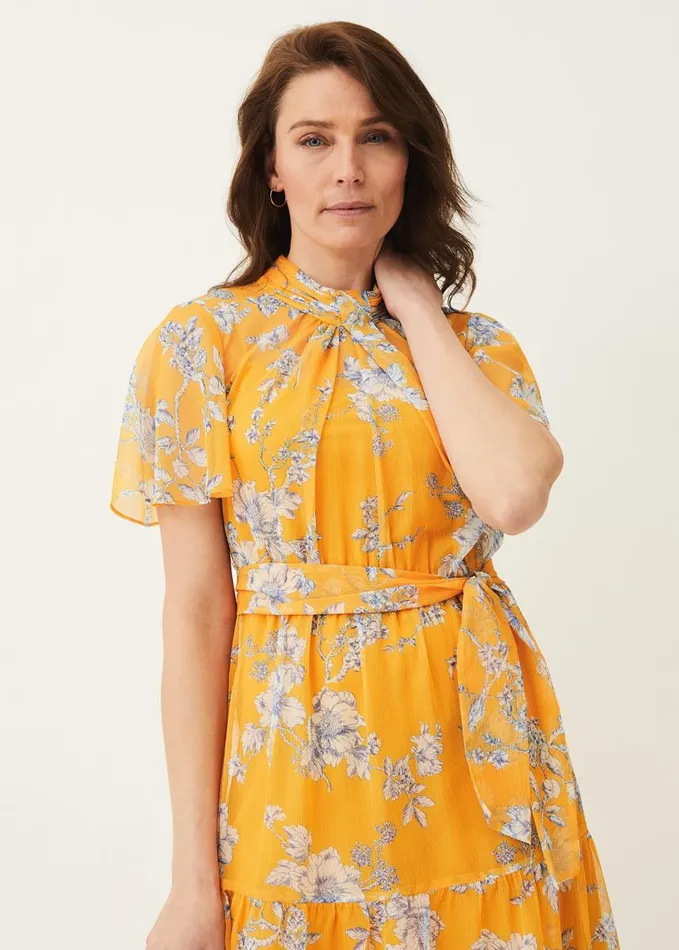 Phase Eight Dresses Women Emmalyn Tiered Georgette Dress Canary
