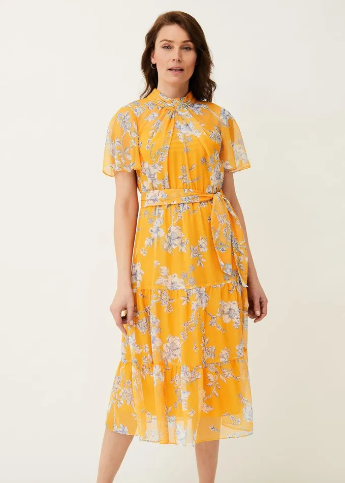 Phase Eight Dresses Women Emmalyn Tiered Georgette Dress Canary
