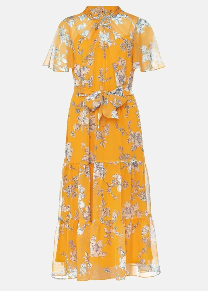 Phase Eight Dresses Women Emmalyn Tiered Georgette Dress Canary