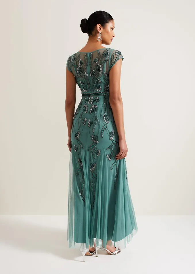 Phase Eight Dresses Women Evonne Beaded Maxi Dress Light Green