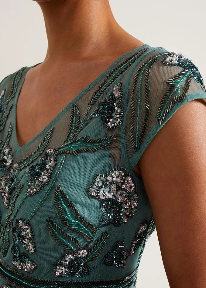 Phase Eight Dresses Women Evonne Beaded Maxi Dress Light Green