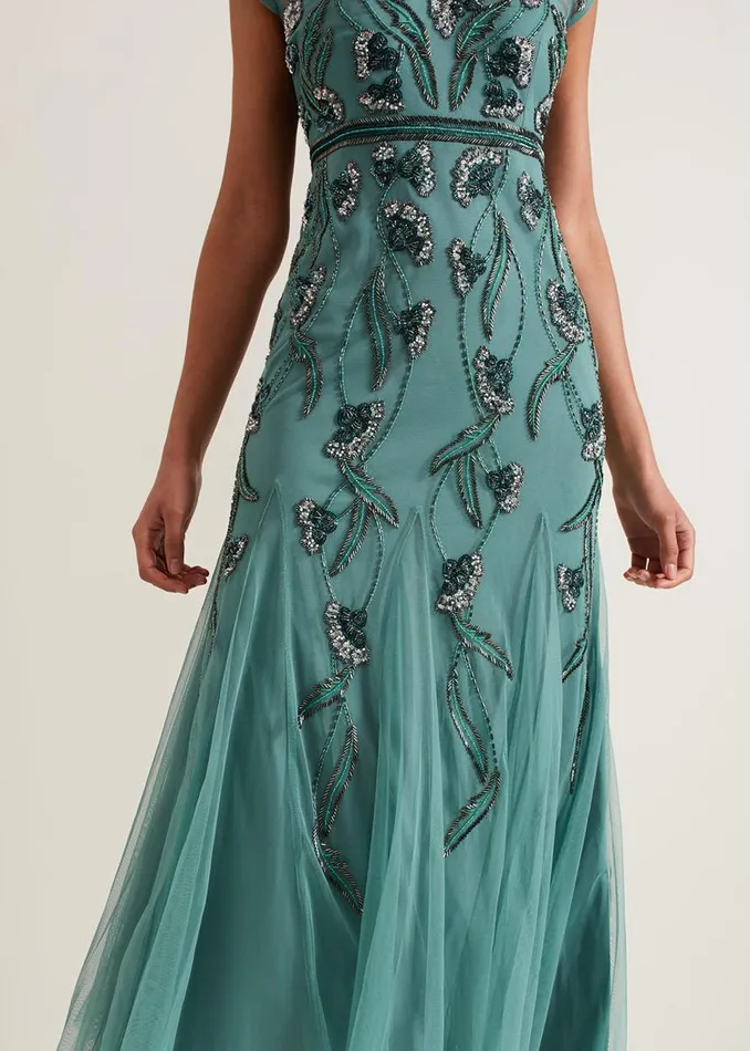Phase Eight Dresses Women Evonne Beaded Maxi Dress Light Green