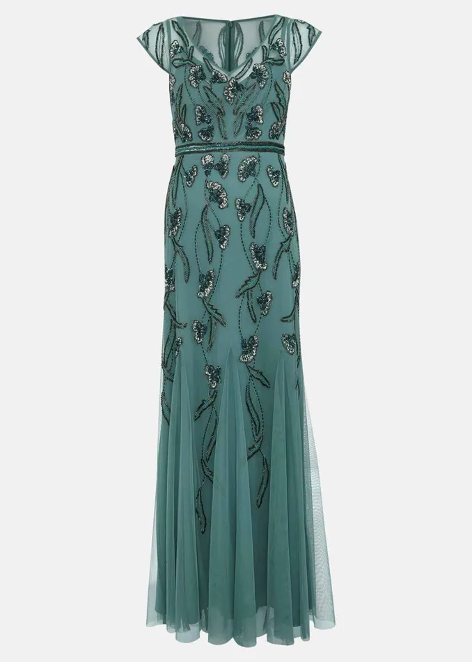 Phase Eight Dresses Women Evonne Beaded Maxi Dress Light Green